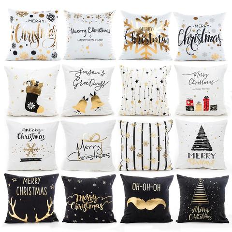 QIFU Cotton Linen Merry Christmas Cushion Covers 45x45cm Decorative Christmas Pillow Cases Cover Home Decor Sofa Pillowcase ► Photo 1/6