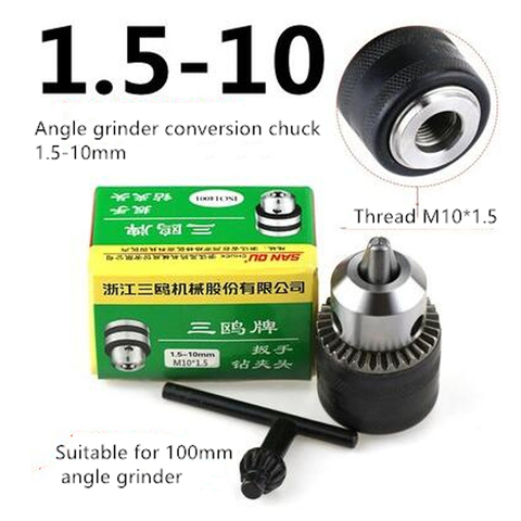 SAN OU 1.5-10mm Metal Stable Keyed Drill Chuck Convertor 100 Angle Grinder Drill Chuck M10 Thread adapter ► Photo 1/6