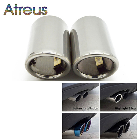 Atreus 2pcs Car Exhaust Tip Muffler Pipe Cover For Volkswagen Polo VW Golf 7 6 Mk7 Bora Jetta Mk6 Scirocco 1.4T For BMW E90 E92 ► Photo 1/6