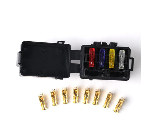 4 Way Car Fuse Box Car Fuse Holder Car Truck Auto Blade Fuse Box with terminal and fuse ► Photo 1/6