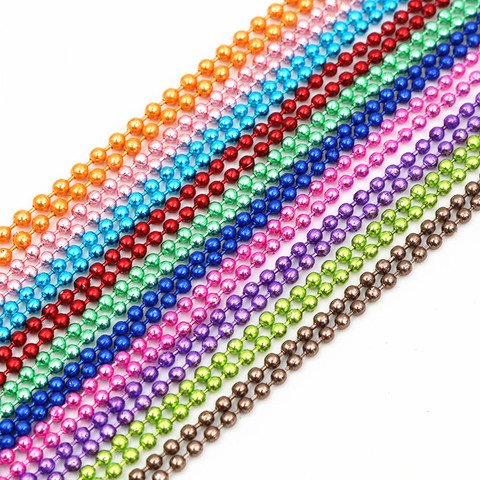 5pcs 1.5 2.0 2.4mm Length 70cm (27.5 inch) 10 Colors Plated Ball Beads Chain Necklace Bead Connector For Charms Base and Tray ► Photo 1/6