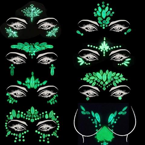 Face Gems Luminous Temporary Tattoo Stickers  Glitter Stickers Waterproof Face Jewels Rainbow Tears Rhinestone for Party ► Photo 1/6