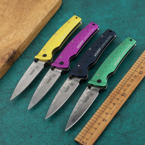 Damascus VG10 steel folding knife field survival tool outdoor tactical hunting folding knife outdoor survival ► Photo 1/6