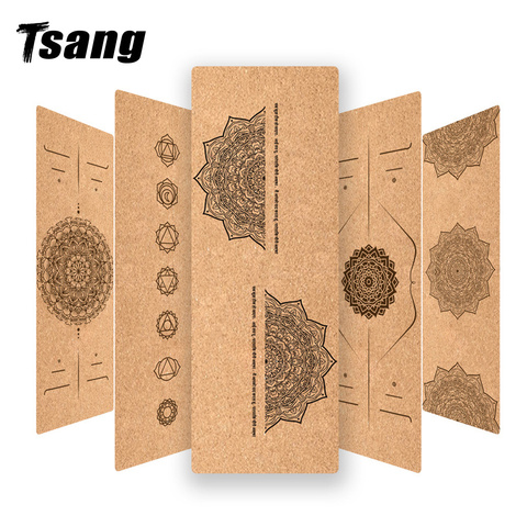 Natural Cork TPE Yoga Mat For Fitness Sports Mats Pilates Exercise Non-Slip Yoga Mat With Position Body Line Training Pad 183*61 ► Photo 1/6