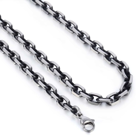 Davieslee Cut Cable Chain Necklace for Men Stainless Steel Gunmetal Tone Mens Necklaces Chains Fashion Jewelry Gift 6mm DKN498 ► Photo 1/6