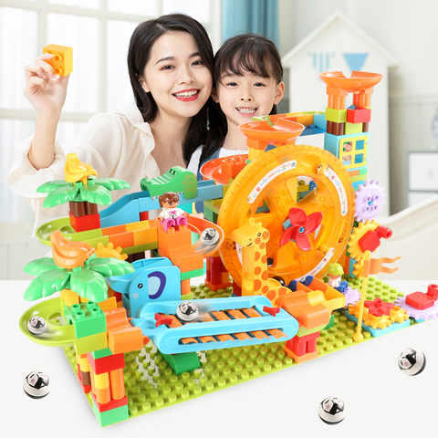 Newest Big Size Turntable Marble Race Run Building Blocks Creative Piano DIY Blocks Plastic Funnel Slide DIY Assembly Bricks ► Photo 1/6