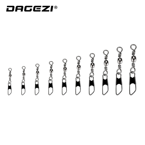 DAGEZI Stainless Steel with Snap Fishhook Lure Swivels 50pcs/lot Fishing Connector Pin Bearing Rolling Swivel Fishing Tackle ► Photo 1/5