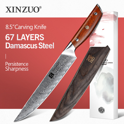 XINZUO 8.5 ''inches Slicing Knife VG10 Damascus Steel Kitchen Knives Steel Professional Kitchen Knives Cooking Slicing Tools ► Photo 1/1