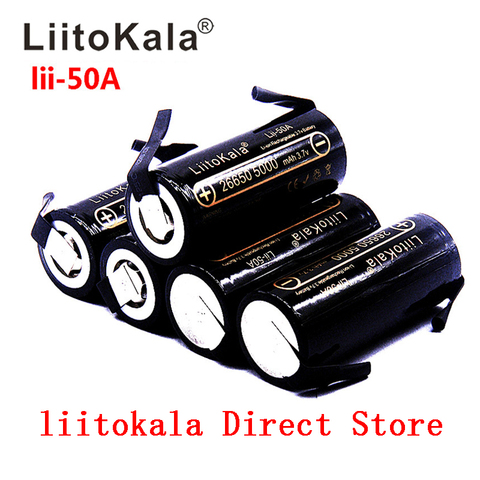 LiitoKala Lii-50A-N 3.7V 26650 5000mah High Capacity 26650-50A Li-ion Rechargeable Battery for led Flashlight+DIY Nickel ► Photo 1/5