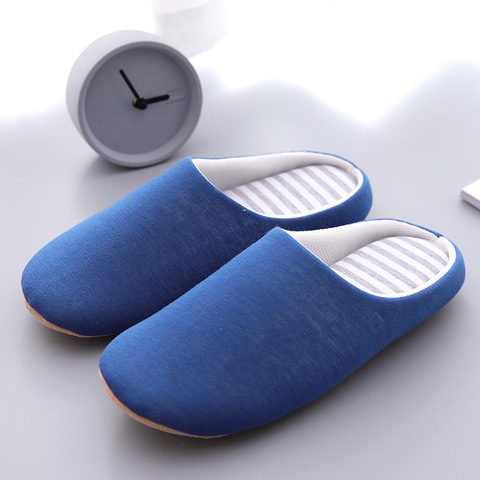 Mntrerm Men Casual Shoes Home Indoor Slippers Striped Soft Plush Male House Bedroom Slippers Warm Winter Cotton Slippers Shoes ► Photo 1/6