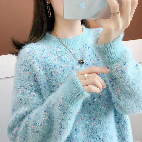 2022 New Women's Pullover Female Autumn Winter Plus Cashmere/No Cashmere Sweater Imitation Mink Velvet Long-sleeved Top A459 ► Photo 1/6