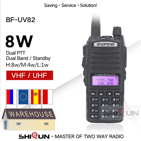 Upgrade BaoFeng UV-82 8W Optionl 5W Baofeng UV 82 Walkie Talkie 10 KM Baofeng 8W Ham Radio 10KM Dual PTT 82HP UV-9R GT-3TP UV-5R ► Photo 1/6