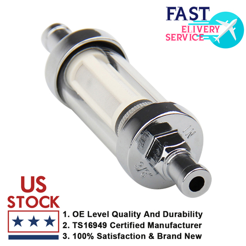 Carbole Brand 10mm 3/8'' Universal Chrome Glass Fuel Filter Car Petrol Diesel Inline Reusable Filter Element Material Nylon ► Photo 1/6