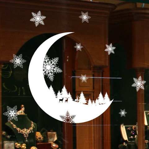 Christmas Moon Forest electrostatic Stickers snowflake for Glass Window wall stickers Xmas Decorative Design Decor Home Decals ► Photo 1/6