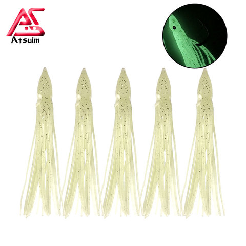 Atsuim 10pcs/20pcs 12cm Octopus Soft Lure Rubber Luminous Glow Squid Hooks Skirts Sailfish Artificial Baits Fishing Tackle ► Photo 1/6