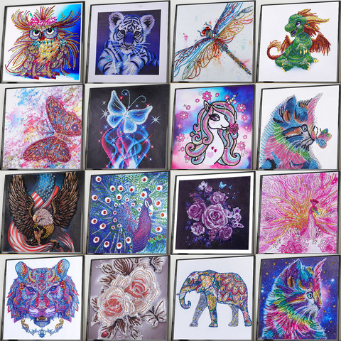 5D Special Shaped Partial Drill Cats Diamond Painting Rhinestones Tiger Flowers Diamond Embroidery Cross Stitch Diamond Mosaic ► Photo 1/6