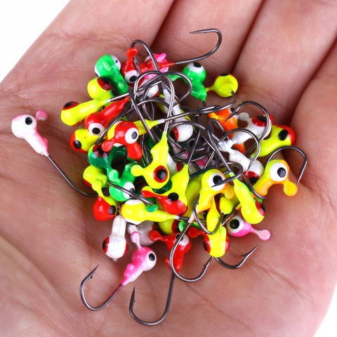 50pcs/Pack 0.8g 1/32oz Multicolor Mini Lead Jig Head Hook for Soft Swimbait Winter Ice Fishing Tackle by Hengjia ► Photo 1/6