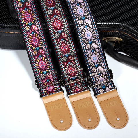 National Style Embroidery Jacquard Guitar Strap Electric Acoustic ukulele Folk Jazz Guitar Bass Musical Instrument Accessories ► Photo 1/6