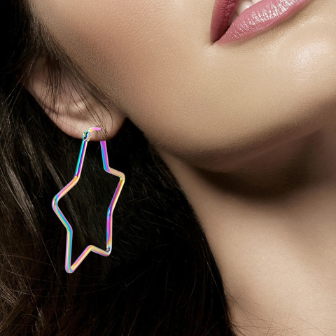 2022 trend five-pointed star drop Ear ring colorful fashion stainless steel Earrings suitable for Women's gifts Unusual earrings ► Photo 1/6