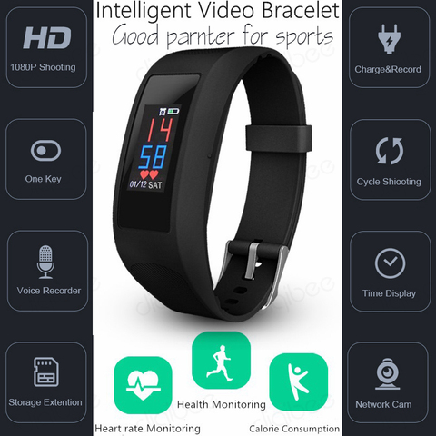 Spied Touch Intelligent Bracelet Pedometer Calorie Heart Rate Monitor Smart Watch Camera HD 1080P Video Voice Recorder Sports DV ► Photo 1/6