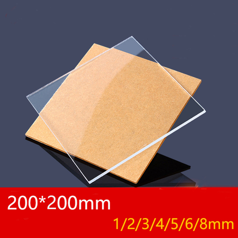 Plexiglass Transparent Clear plastic Sheet acrylic board organic glass polymethyl methacrylate 1mm 3mm 8mm thickness 200*200mm ► Photo 1/6