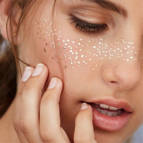 2022 New Gold Face Temporary Tattoo Waterproof Blocked Freckles Makeup Stickers Eye Decal Wholesale ► Photo 1/6