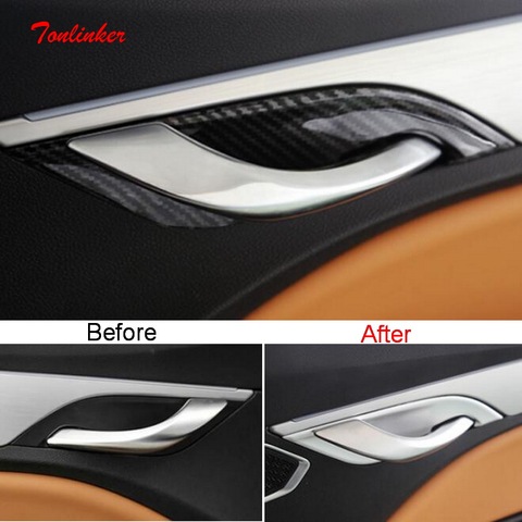 Tonlinker Interior Car Door Handle Bowl Cover Case Stickers For Geely Tugella FY11 2022-20 Car Styling 4 PCS ABS Cover Stickers ► Photo 1/6