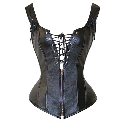 Wechery Steampunk Corset Sexy Hollow Out Punk Women Corsets Lace Up Zip Vintage Posture Party Waist Trainer Gorset Bustiers Tops ► Photo 1/5