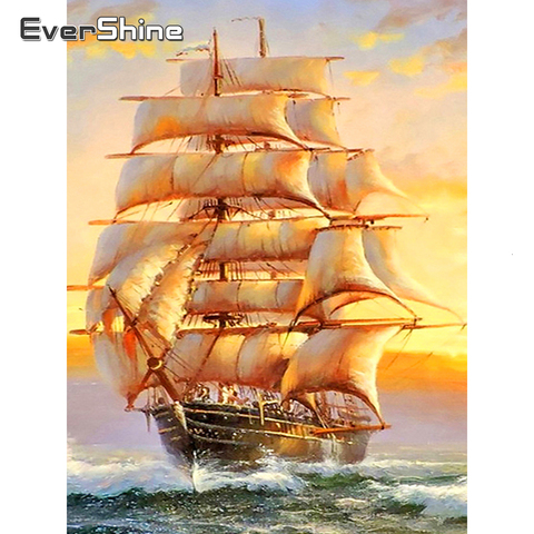 Evershine 5D Diamond Embroidery Boat Full Square Rhinestone Pictures Cross Stitch Needlework DIY Scenery Painting Home Decor ► Photo 1/6