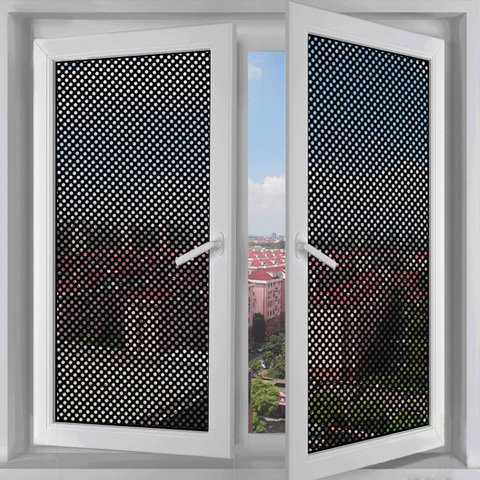 Self-adhesive Mesh Window Film Black White Sun Window Stickers Light Stickers Privacy Room Darkening Office Window Glass Sticker ► Photo 1/6