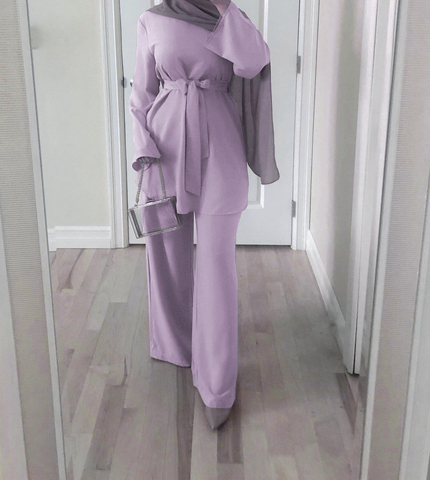 2 Pieces Dubai Abaya Turkish Hijab Muslim Dress Women Kaftan Islamic Clothing Grote Maten Dames Kleding Ensemble Femme Musulmane ► Photo 1/6