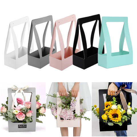 5pcs/Set Flower Box Valentines Day Gift Bags With Handles Wrap Birthday Gift Box Packaging For Wedding Festival Party Supplies ► Photo 1/6