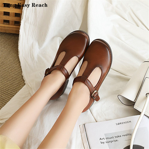 2022 New Fashion Round Toe Women Flats Shallow Mouth Mary Jane Women Flats Concise Ankle Strap Buckle Ladies Flat Shoes 31-48 ► Photo 1/6