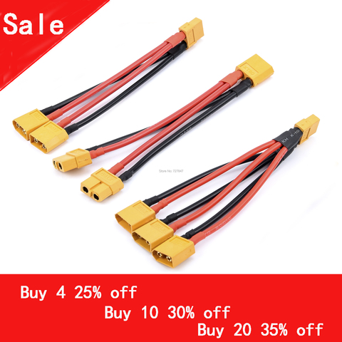 XT60 Parallel Battery Connector Male/Female Cable Dual Extension Y Splitter/ 3-Way 14AWG Silicone Wire for RC Battery Motor ► Photo 1/6