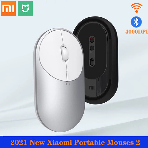 Original Xiaomi Mi Portable Mouse 2 Optical Wireless Bluetooth 4.2 RF 2.4GHz 4000DPI Adjustable Dual Mode Connect for Laptop pc ► Photo 1/6