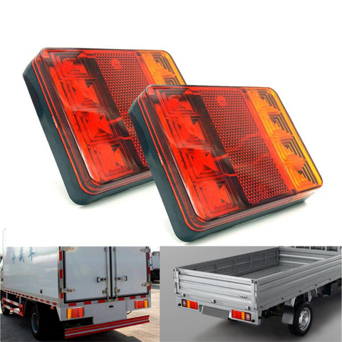 2Pcs Waterproof Car 8 LED Warning Tail Light Rear Lamps Pair Boat Trailer 12V/24V Rear Parts for UTE Trailer Truck Auto Lights ► Photo 1/6