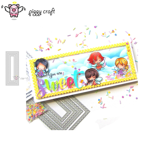 Piggy Craft metal cutting dies cut die mold Wavy rectangular frame Scrapbook paper craft knife mould blade punch stencils dies ► Photo 1/6