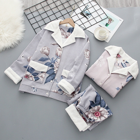 Japanese autumn and winter new ladies pajamas, pure cotton air cotton, warm home wear, elegant floral pajamas, women, pajama set ► Photo 1/6