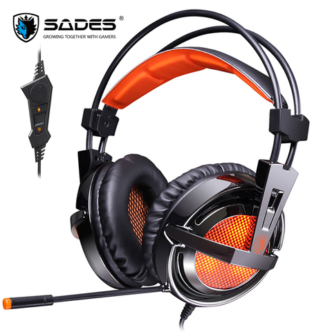 Buy Online Sades A6 Usb Gaming Headphone 7 1 Sound Over Ear Game Headset Noise Cancelling With Microphone Alitools