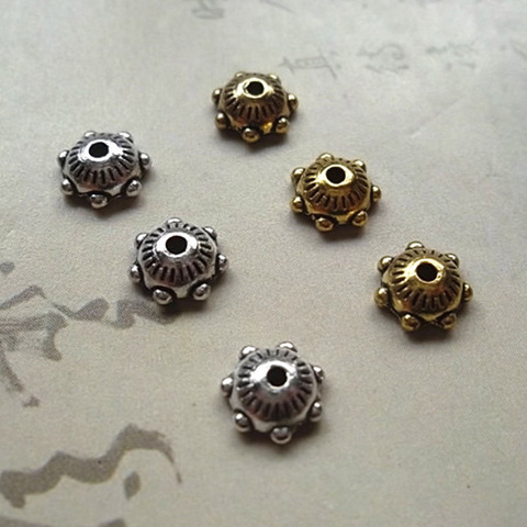 100pcs/lot Vintage Tibetan Silver Sunflower Bead Caps Gold/Silver Color Metal Beads End Cap Spacer DIY Jewelry Findings Supplier ► Photo 1/4