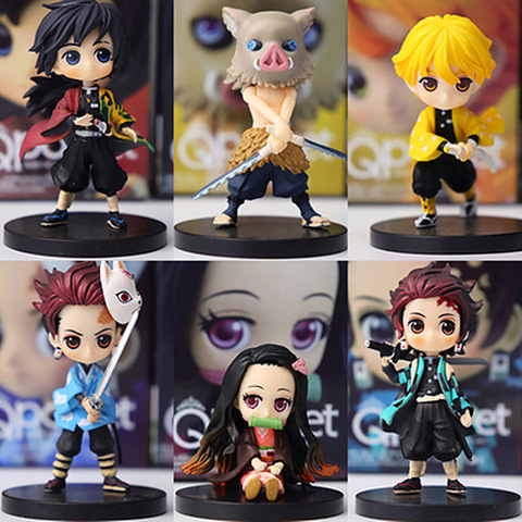 6pcs/set Demon Slayer Kimetsu no Yaiba Figure Q ver. Giyuu Inosuke Tanjirou Nezuko Zenitsu Figurine anime Action figure 5-7cm ► Photo 1/6