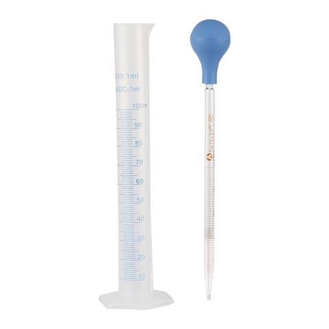 5ml 10ml Rubber Head Glass Dropper And 100ml Measuring Cylinder Kit Glass Pipette With Scale Line Chemistry Laboratory Dropper ► Photo 1/6
