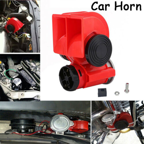 12V 250DB Super Loud Horn Auto Twin Dual Tone Compact Air Horns Kit Car Truck Train Boat Twin Tone LoudSpeaker Red for Motorcyle ► Photo 1/6