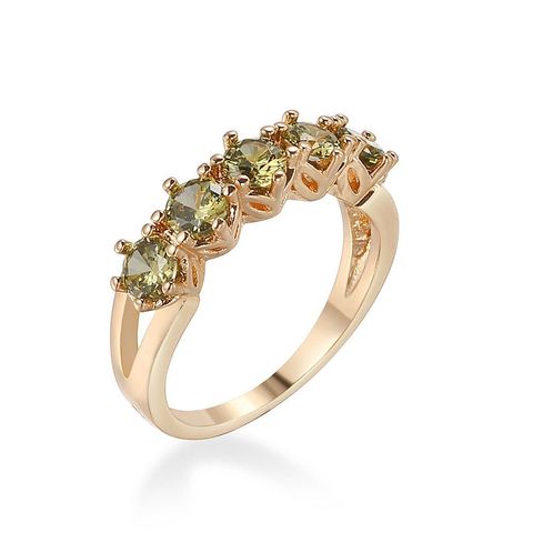 MxGxFam Olive Green CZ Rings For Women Lovely Jewelry Gold-color 18 k AAA+ Cubic Zircon ► Photo 1/6