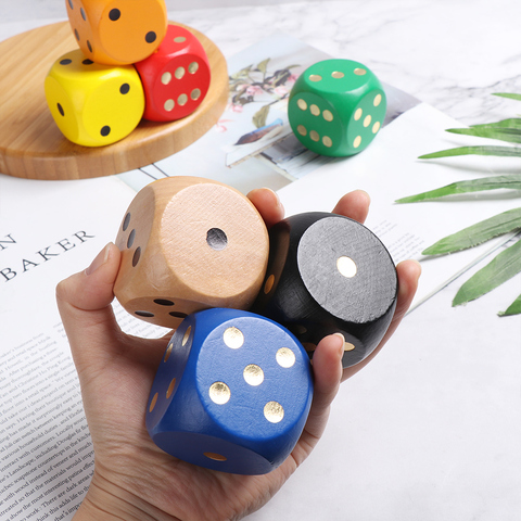 1PC 5cm Wooden 6-Sided Dice Chess Props Toy Big Colorful Round Corner Dice Party Entertainment Game Family Table Games ► Photo 1/6