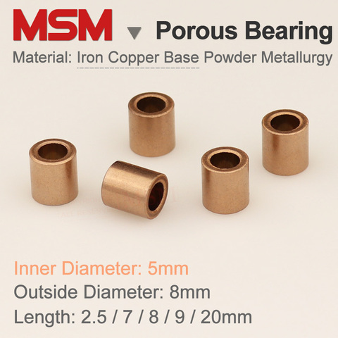 MSM 5x8x2.5/ 5x8x7/ 5x8x8/ 5x8x9/ 5x8x20mm Porous Bearings Iron Copper Base Powder Metallurgy Oil Bushing Shaft Sleeve ► Photo 1/1