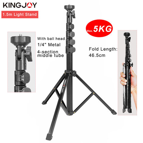 KINGJOY 1.55m Light Stand Tripod Max Load to 5KG for Photo Studio Fresnel Tungsten Light TV Station Studio Photo Studio Tripods ► Photo 1/6