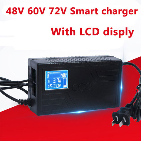 48V 60V 72V Lithium li ion LiFepo4  Lead acid battery charger with LCD  Display screen for scooter ebike ► Photo 1/6