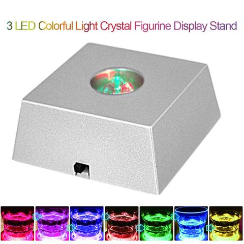 3 LED Stone Display Base Colorful Changing Light Crystal Tower Light Home Decoration Figurine Display Stand Without Batteries ► Photo 1/6