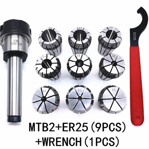 High QualityER25 Spring Clamps 9PCS MT2 ER25 M12 1PCS ER25 Wrench 1PCS Collet Chuck Morse Holder Cone For CNC Milling Lathe tool ► Photo 1/6